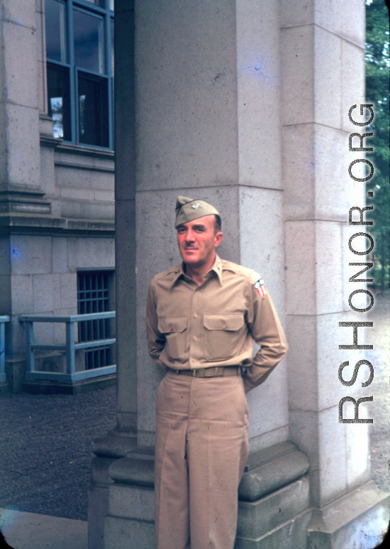 An American officer poses in China (probably Kunming), during WWII.