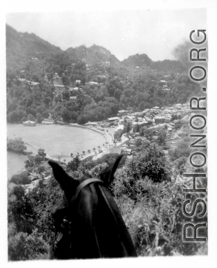 View from horseback at Darjeeling, India, during WWII.
