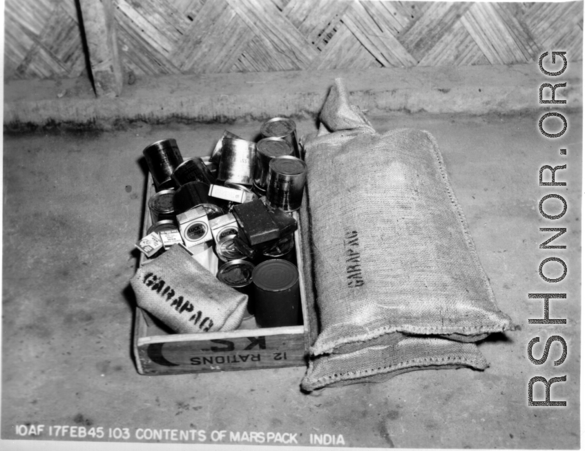 IOAF 17FE845 103 CONTENTS OF MARS PACK.  INDIA.
