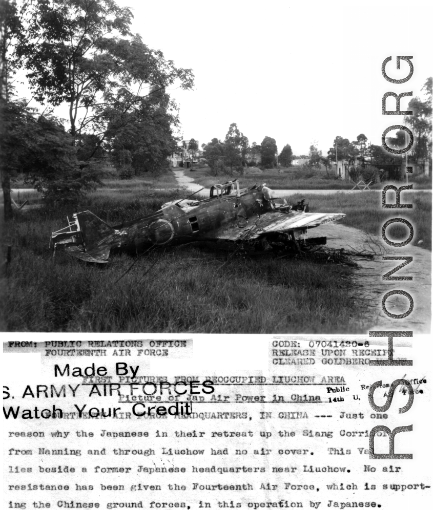 ***A wrecked Japanese airplane left at Liuzhou after the Japanese retreat after Ichigo.