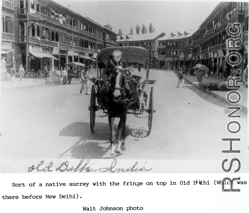 Native horse-drawn surrey cart in Old Delhi, India.  Photo from Walt Johnson.