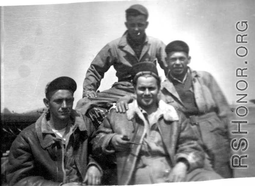 "Here Is A Group Of 396th Guys At Kwelin Taking A Break. Souder, Reese, O'Connor, and Jeffries."