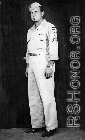 "This Is Frank Tevald In A Photo Taken In The States Before We Shipped Out To China. (Note The Clean Uniform.) Thanks To His Grandson Mike Adams For This Photo."