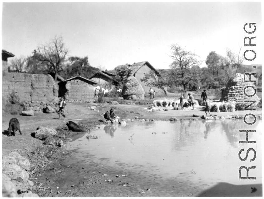The first village on the way to Yangkai, China 1944.
