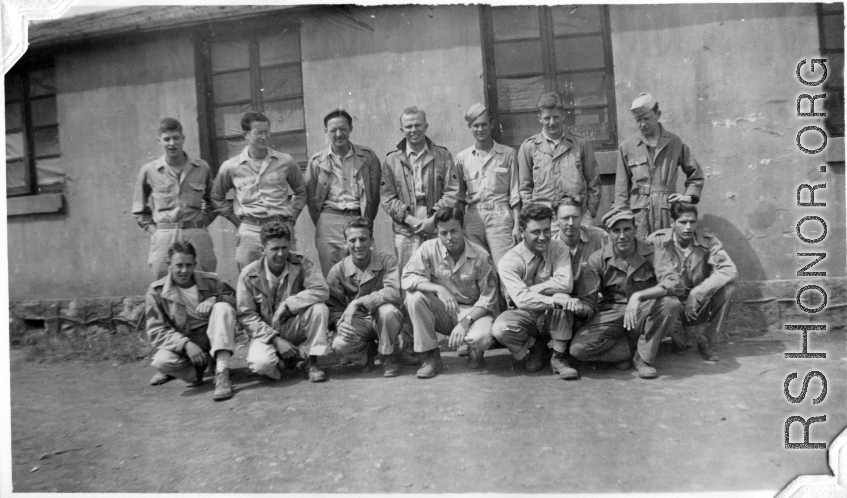 American flyers pose in Yunnan, China, during WWII. Likely 308th Bombardment Group.