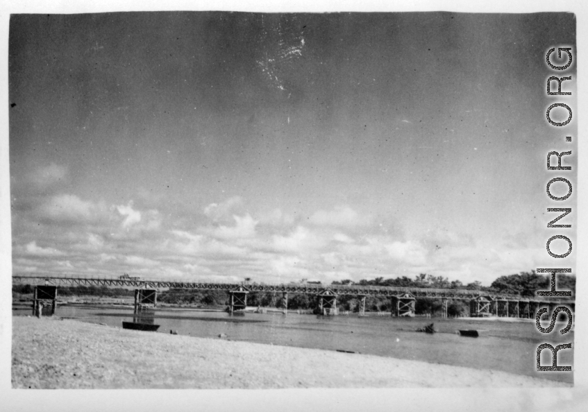 797th Engineer Forestry Company in Burma: Bridge over a river on the Burma Road.  During WWII.