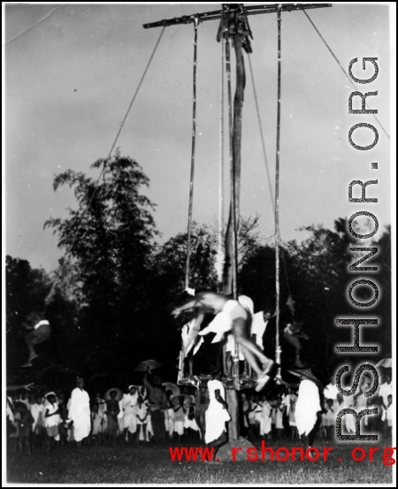 Religiously devoted men in India take part in self-flagellation and self-mutilation as a public performance of devotion to their gods. During WWII.