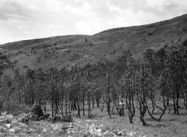 An American serviceman walking in the countryside in Yunnan province, China, during WWII.