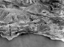 Aerial view of the Chinese countryside from the air in the CBI during WWII.