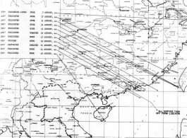 Sea sweep air mission map for August 1944, showing locations near or in China where attacks were made on Japanese by U. S. aircraft.  From the U.S. Government sources.