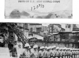 Military police lined up in formation. In CBI during WWII.