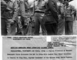 Pauline Frederick of Western Newspaper Union discusses the war in China with General Pao, while Captain William T. Randolph looks on.