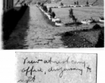Barracks area to Camp Schiel, China during WWII, February 1945, and railway beyond.