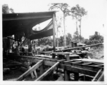 Operations of a lumber mill of the 797th Engineer Forestry Company in Burma.  During WWII.