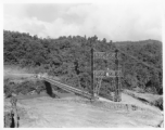797th Engineer Forestry Company in Burma: Suspension bridge over a river on the Burma Road.  During WWII.