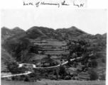 Scenes around Kunming: Rural road and temple, child, 1945.