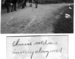Chinese soldiers marching on road near Kunming, 1944.