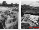 A dam and and falls about 8 miles southeast of the Luliang air base area in Yunnan province, China, where the GIs went to swim and relax. During WWII.