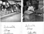 Sidewalk shops in Calcutta, India, during WWII.